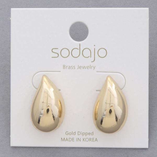 SODAJO TEARDROP METAL GOLD DIPPED EARRING