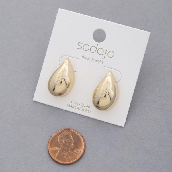 SODAJO TEARDROP METAL GOLD DIPPED EARRING