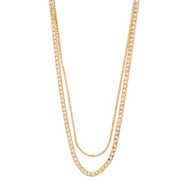 SODAJO DANITY CURB LINK GOLD DIPPED LAYERED NECKLACE