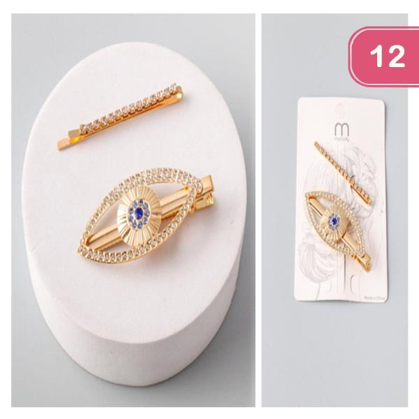 RHINESTONE EYE HAIR PINS (12 UNITS)