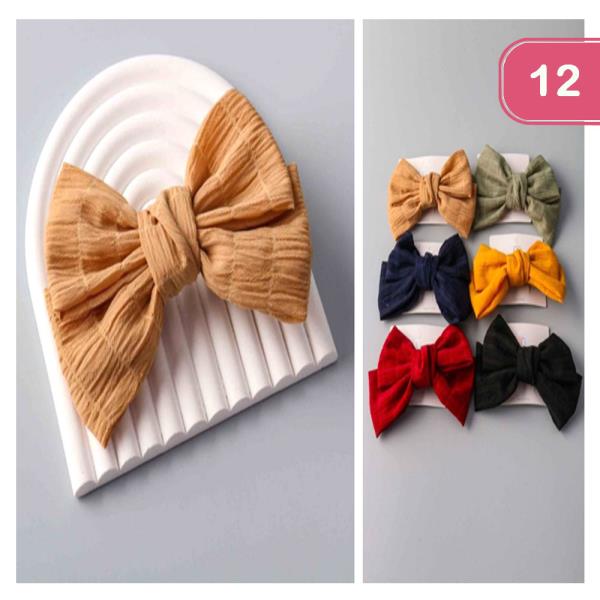 PLEATED BOW HAIR PIN (12 UNITS)