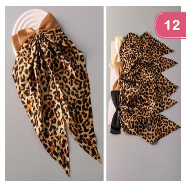 CHEETAH WIDE TAIL HAIR BOW PIN (12 UNITS)