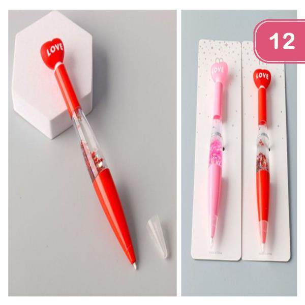 LOVE HEART CONFETTI PEN (12 UNITS)