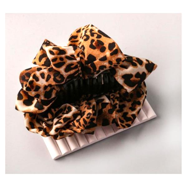 CHEETAH RUFFLE BOW CLAW CLIP