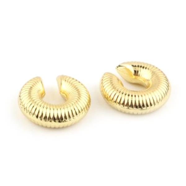 GOLD PLATED GOLD RIBBED DONUT CUFF EARRING