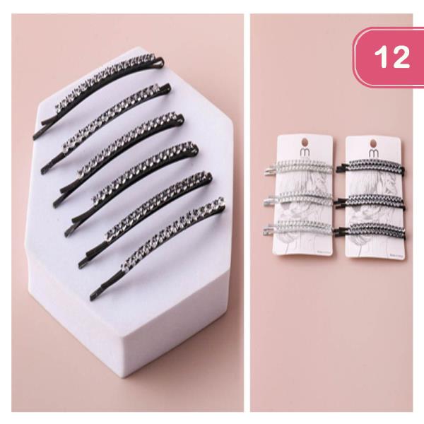 RHINESTONE BOBBY PIN SET ( 12 UNITS)