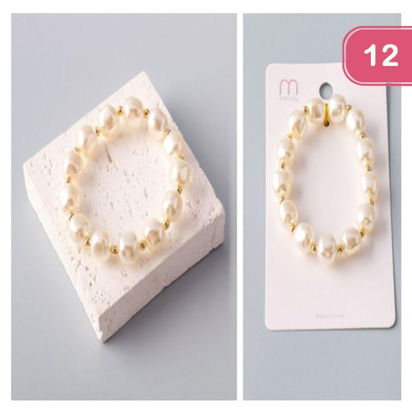 CUBE PEARL SPACED BRACELET (12 UNITS)