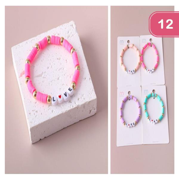 LOVE DISC BEADED BRACELET (12 UNITS)