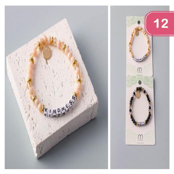 KINDNESS LETTER BEADED BRACELET (12 UNITS)