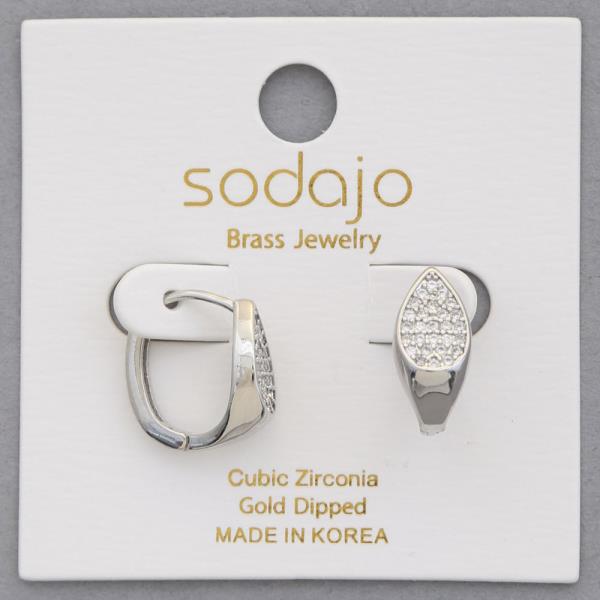 SODAJO CZ TEARDROP HOOP GOLD DIPPED EARRING