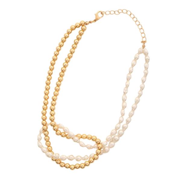 PEARL BALL BEAD LINK NECKLACE