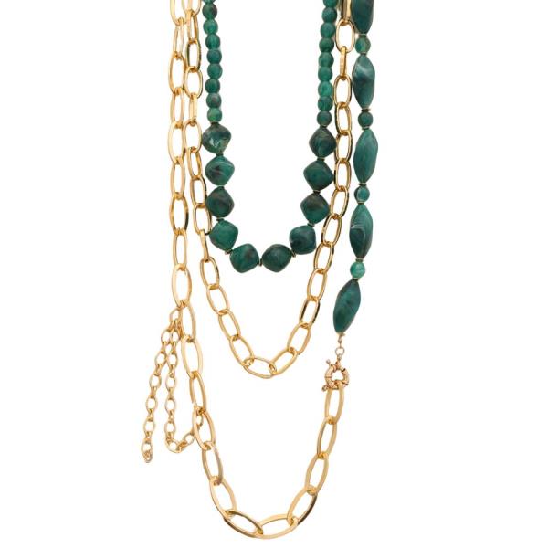 OVAL LINK BEADED LAYERED NECKLACE