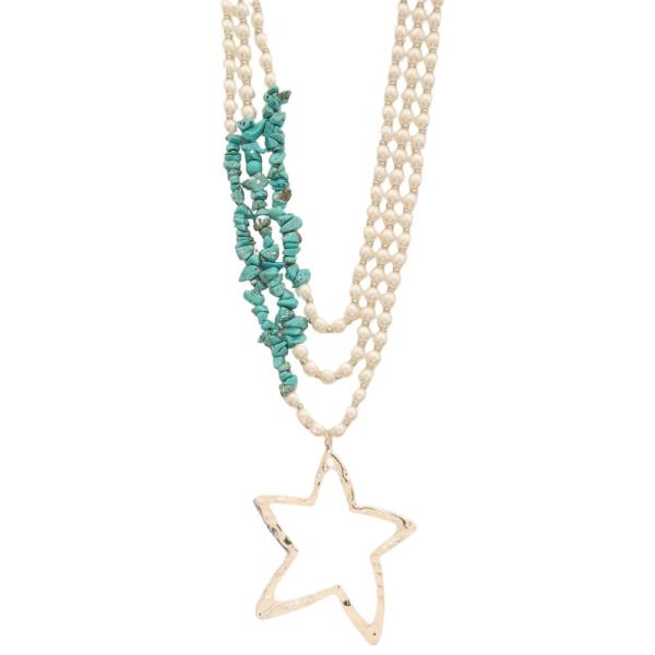 ABSTRACT STAR PENDANT BEADED LAYERED NECKLACE