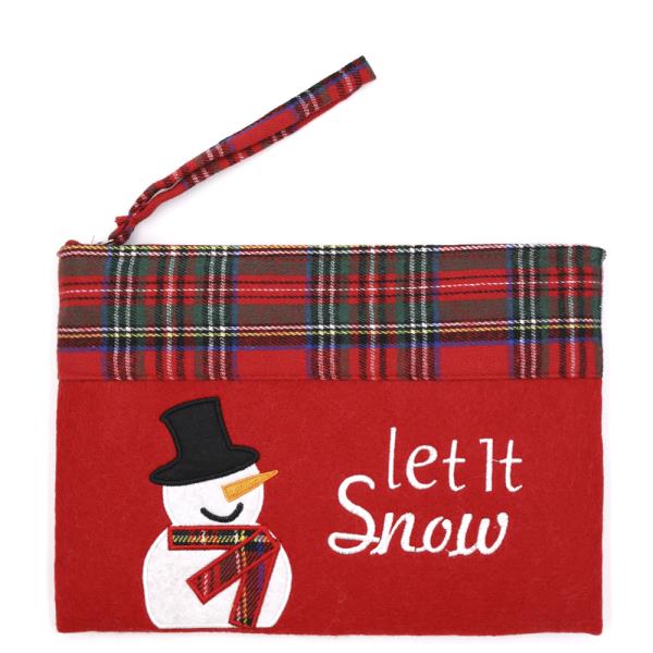 LET IT SNOW LETTER SNOWMAN CHRISTMAS POUCH