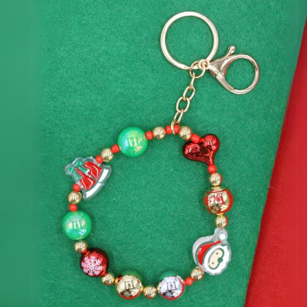 CHRISTMAS SANTA BELL HEART KEYCHAIN