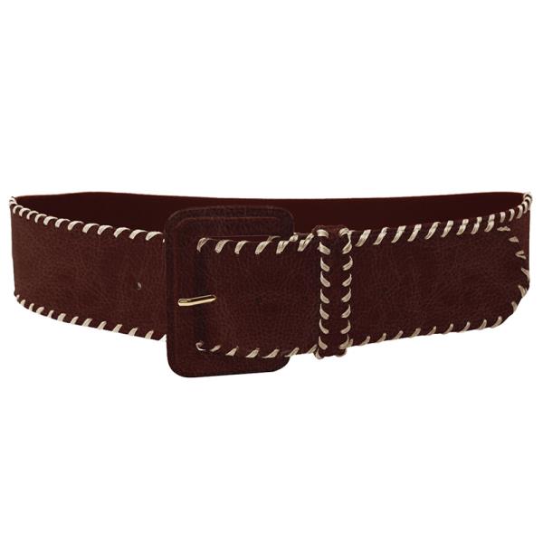 CONTRAST WHIP STITCH COVER BUCKLE ELASTIC BELT