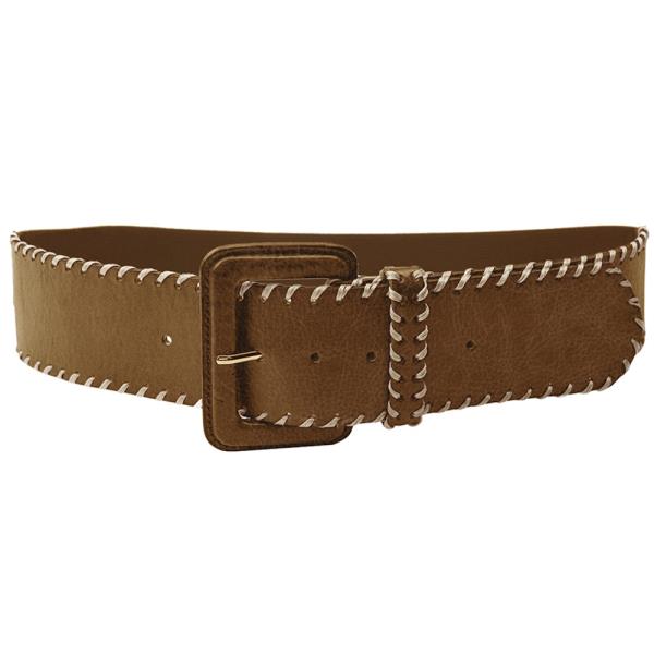 CONTRAST WHIP STITCH COVER BUCKLE ELASTIC BELT