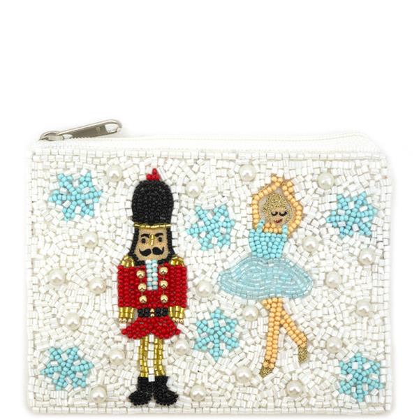 SEED BEAD NUTCRACKER COIN PURSE BAG