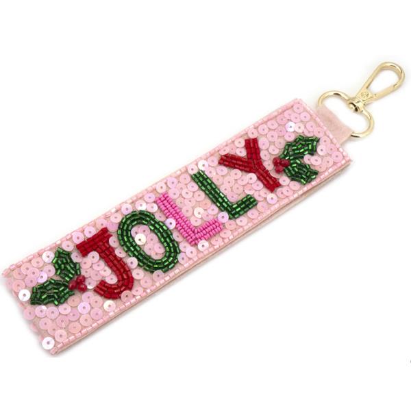 SEED BEAD CHRISTMAS JOLLY KEYCHAIN