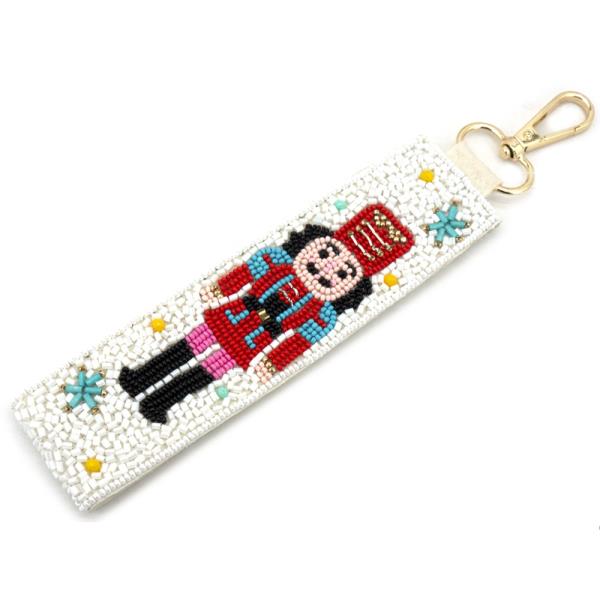 SEED BEAD CHRISTMAS NUTCRACKER KEYCHAIN