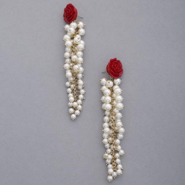 FLOWER PEARL DANGLE DANGLE EARRING