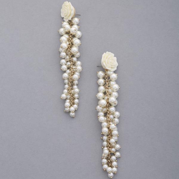 FLOWER PEARL DANGLE DANGLE EARRING