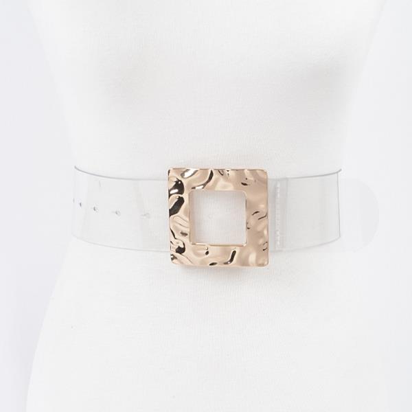 SQUARE METAL BUCKLE PLUS SIZE CLEAR BELT