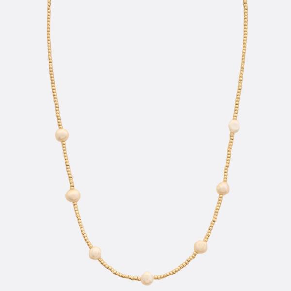 PEARL BEAD STATION NECKLACE