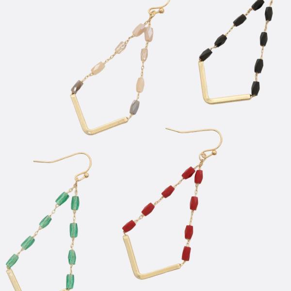 V SHAPE BEADED DANGLE EARRING