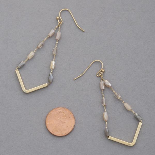 V SHAPE BEADED DANGLE EARRING