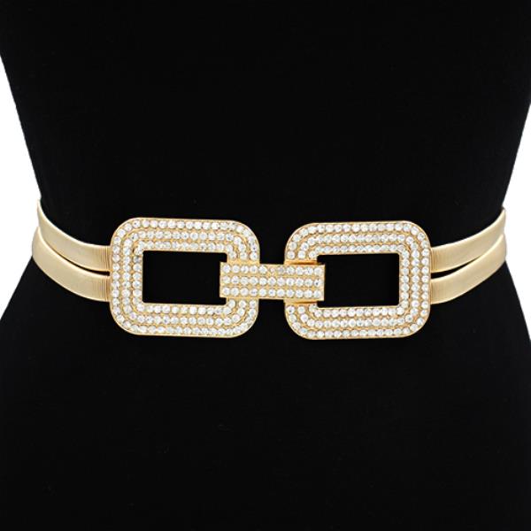 RHINESTONE RECTANGLE METAL CHAIN BELT