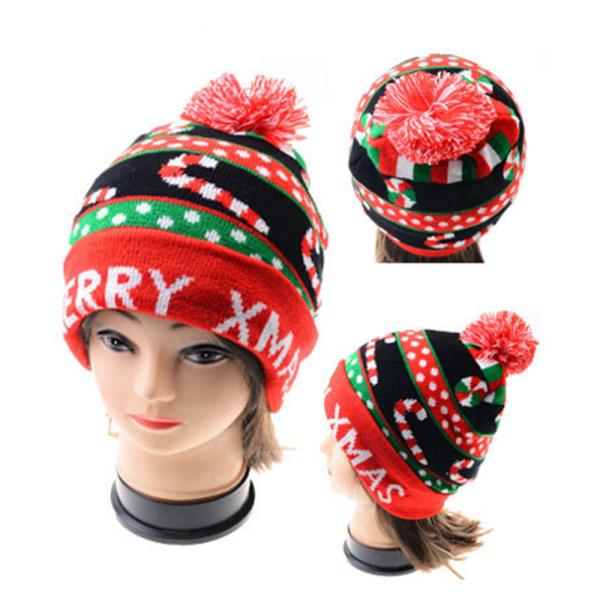 CHRISTMAS KNIT POMPOM BEANIE HAT