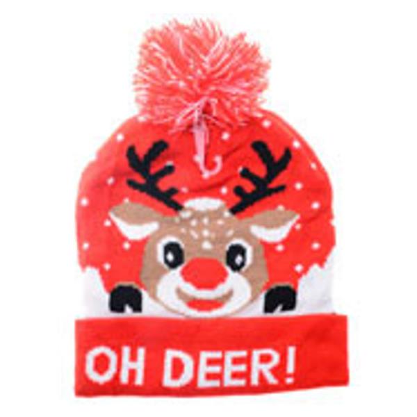 CHRISTMAS REINDEERKNIT  BEANIE WITH POM POM HAT