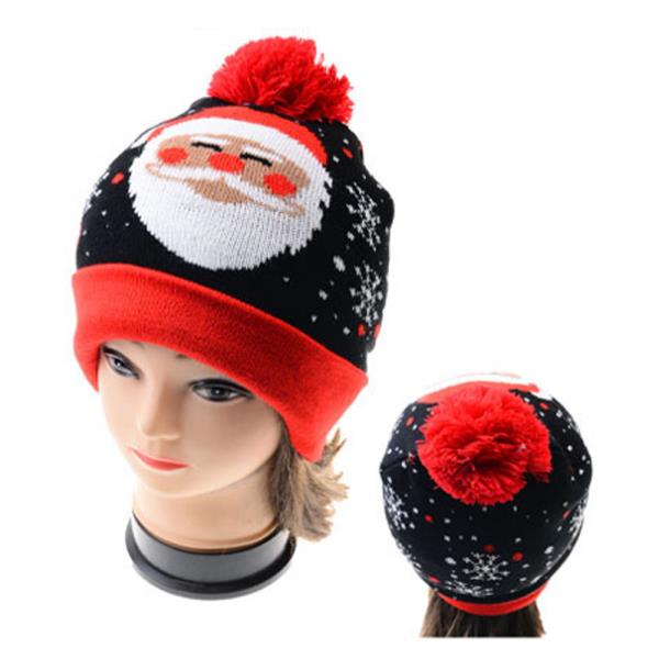 CHRISTMAS SANTA KNIT BEANIE WITH POMPOM HAT