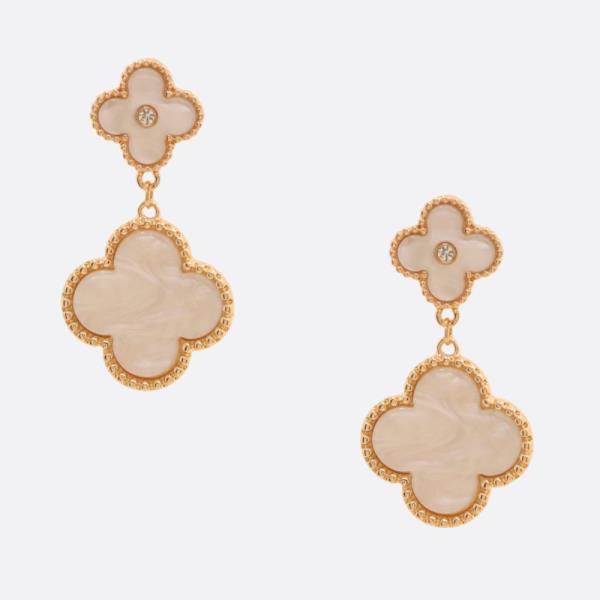 DOUBLE CLOVER LINK DANGLE EARRING