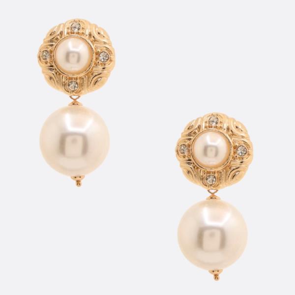 PEARL BEAD NETAL DANGLE EARRING