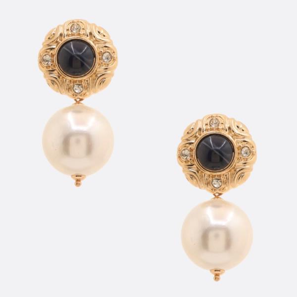 PEARL BEAD NETAL DANGLE EARRING