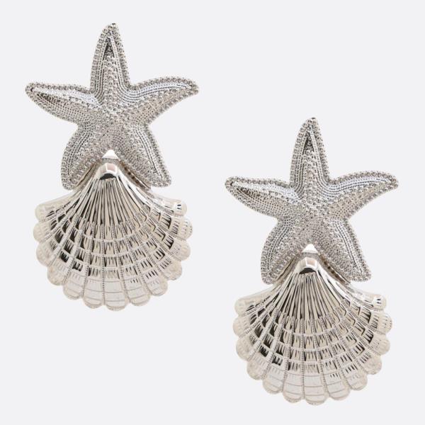 TEXTURED STAR SEASHELL METAL EARRING