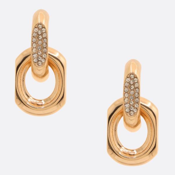 RHINESTONE OVAL METAL EARRING