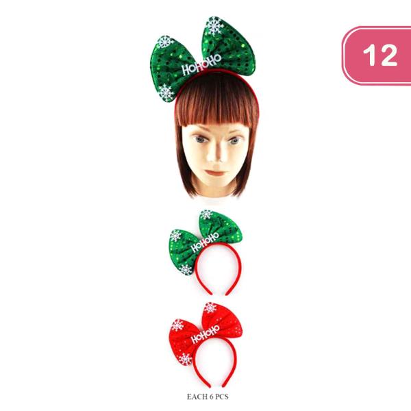 HOHO CHRISTMAS BOW HEADBAND (12 UNITS)