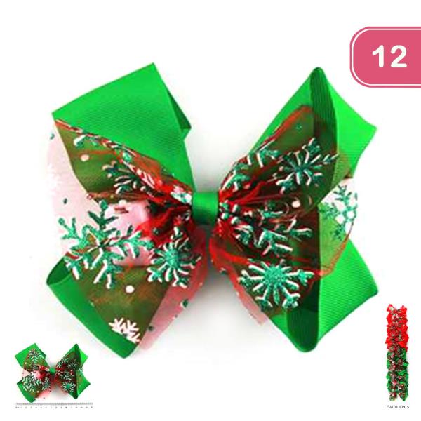 CHRISTMAS HAIR BOW PIN (12 UNITS)