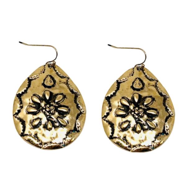 WESTERN METAL FLOWER DANGLE EARRING