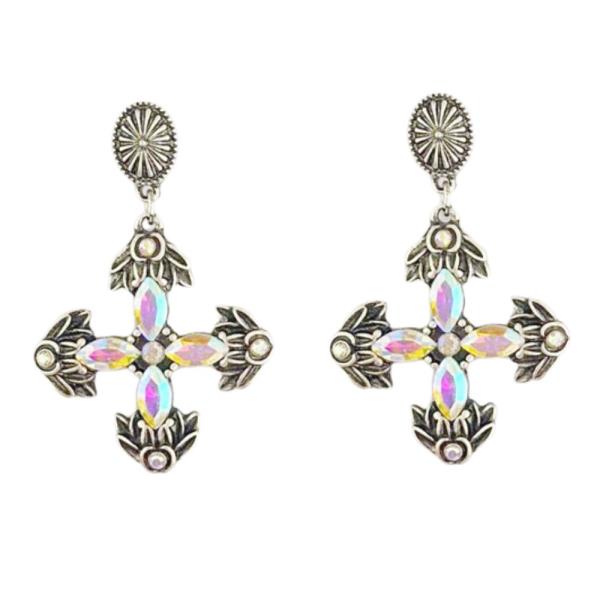 WESTERN STYLE CROSS DANGLE EARRING