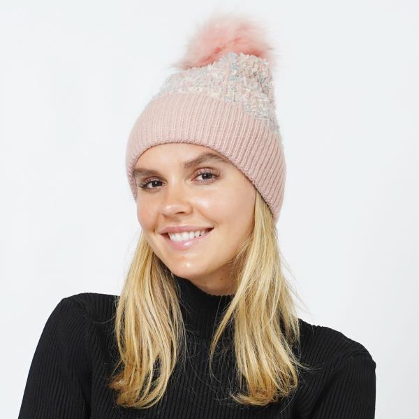 TWEED POM POM BEANIES