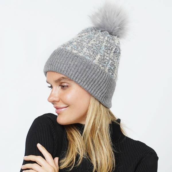 TWEED POM POM BEANIES