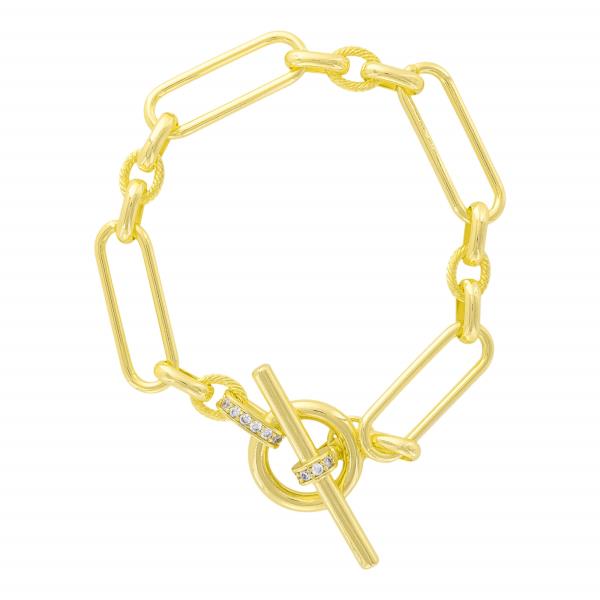 BRASS GOLD PLATED TOGGLE CLASP CHAIN BRACELET