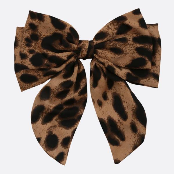 ANIMAL PRINT RIBBON HAIR BOW PIN