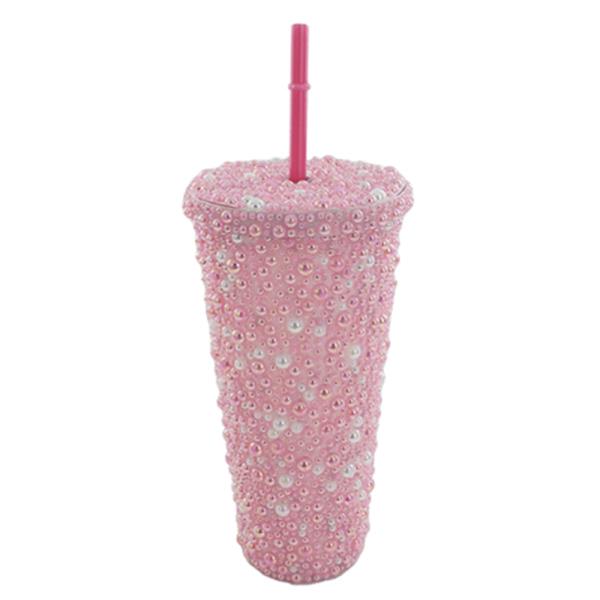 BUBBLE TEXTURED TUMBLER CUP WITH STRAW