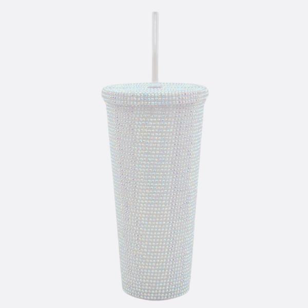 BLING RHINESTONE TUMBLER CUP WITH STRAW