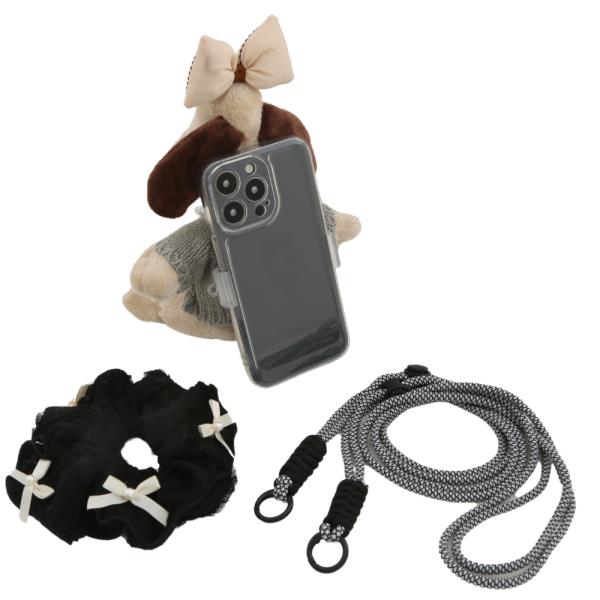 RIBBON DOG CELLULAR PHONE HOLDER WITH CROSSBODY STRAP